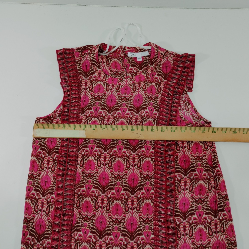 DR2 Daniel Rainn Pink Paisley Sleeveless Ruffle Trim High Neck Blouse Size S - Picture 4 of 8